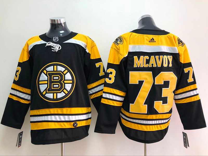 Boston Bruins 73 Mcavoy Black Adidas Stitched Jersey